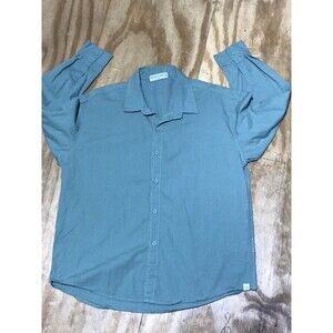 aelfric eden Button Up Shirt Men L Green Long Sleeve Cotton @h2